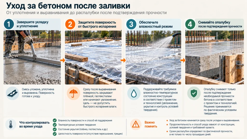 Уход за бетоном после заливки