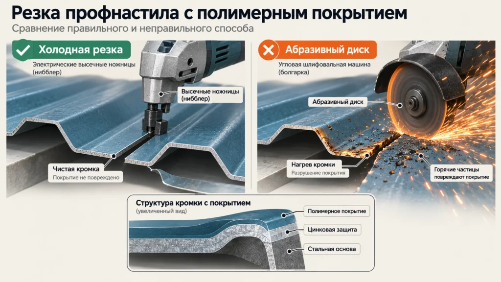Почему профнастил не режут абразивным диском