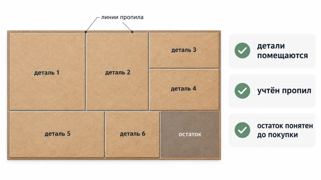 Схема раскроя листа ДВП под нужные размеры