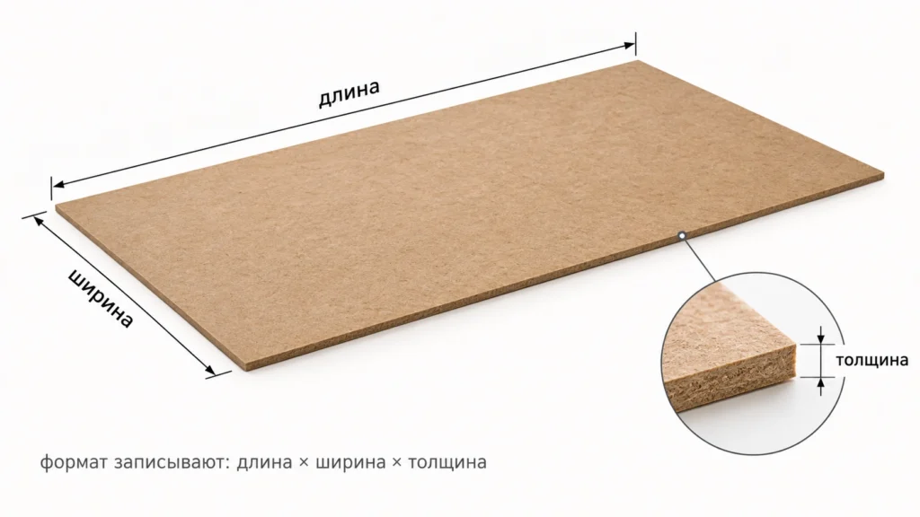Длина, ширина и толщина листа ДВП