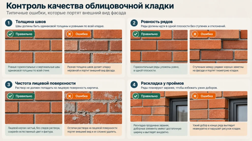 Ошибки кладки облицовочного кирпича
