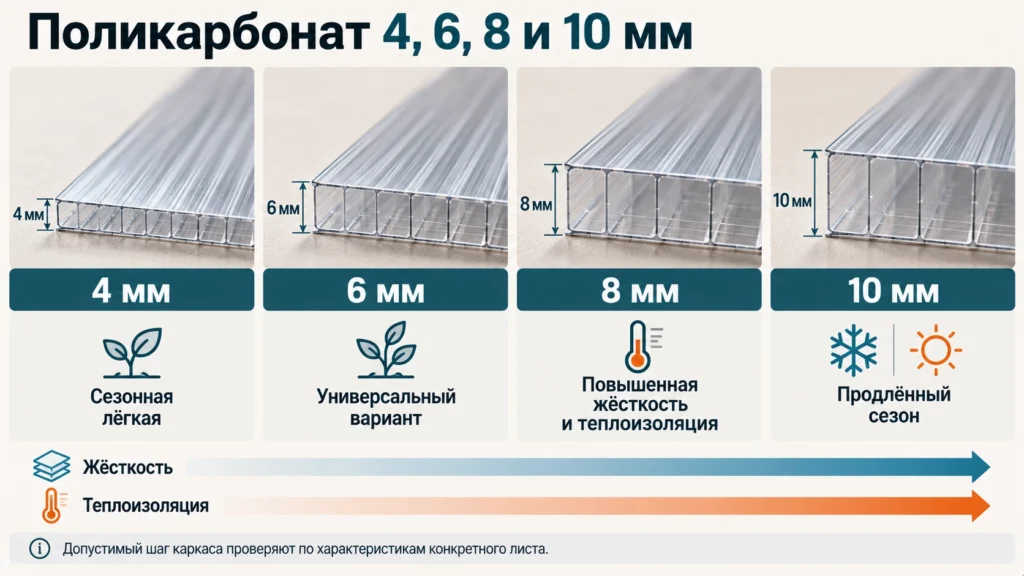 Сравнение поликарбоната 4 6 8 и 10 мм для теплицы