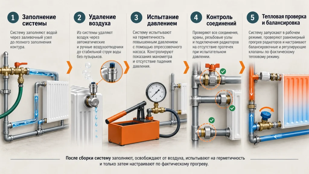 Проверка системы отопления после подключения