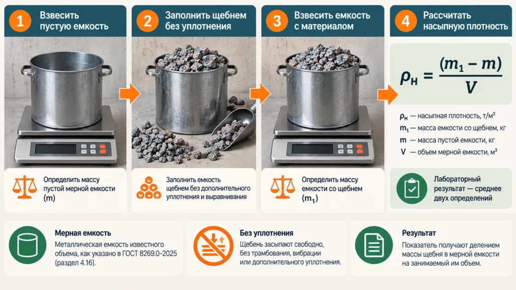 Схема определения насыпной плотности щебня
