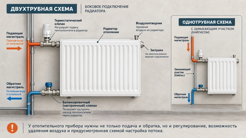 Арматура для подключения радиатора отопления