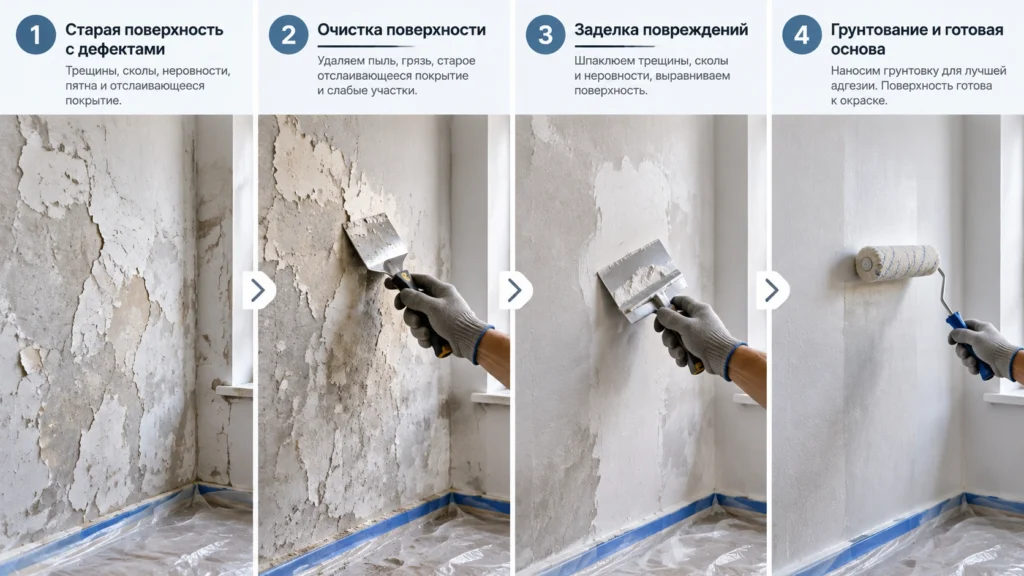 Подготовка стены перед нанесением краски