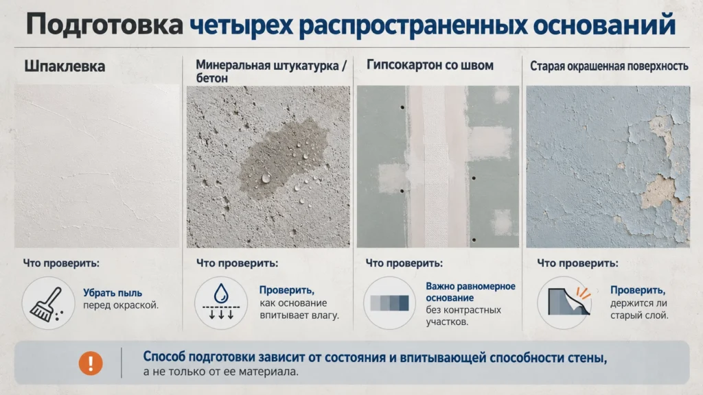 Подготовка стен из шпаклевки, штукатурки, гипсокартона и старой краски
