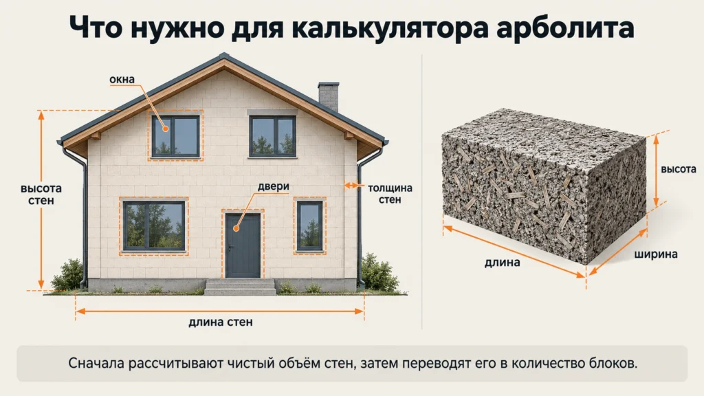 Данные для расчета арболитовых блоков