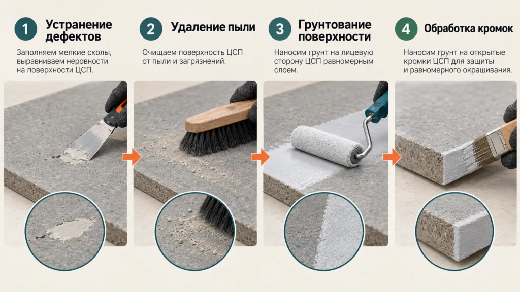 Подготовка ЦСП перед покраской