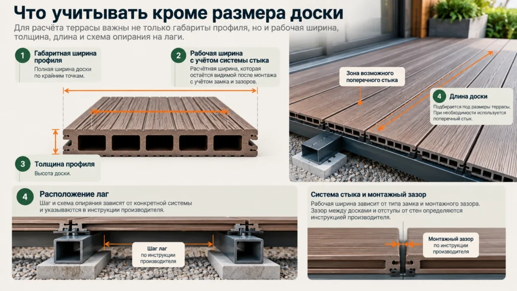Размеры декинга и схема укладки на лаги