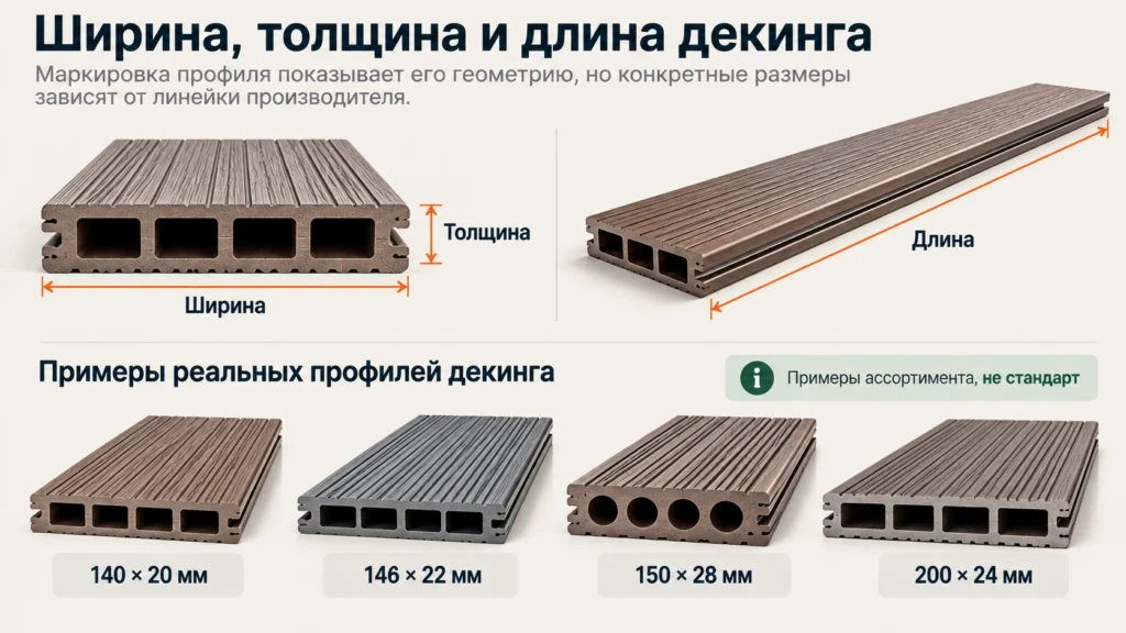 Ширина толщина и длина доски декинга