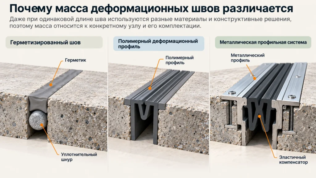 Почему вес деформационных швов отличается