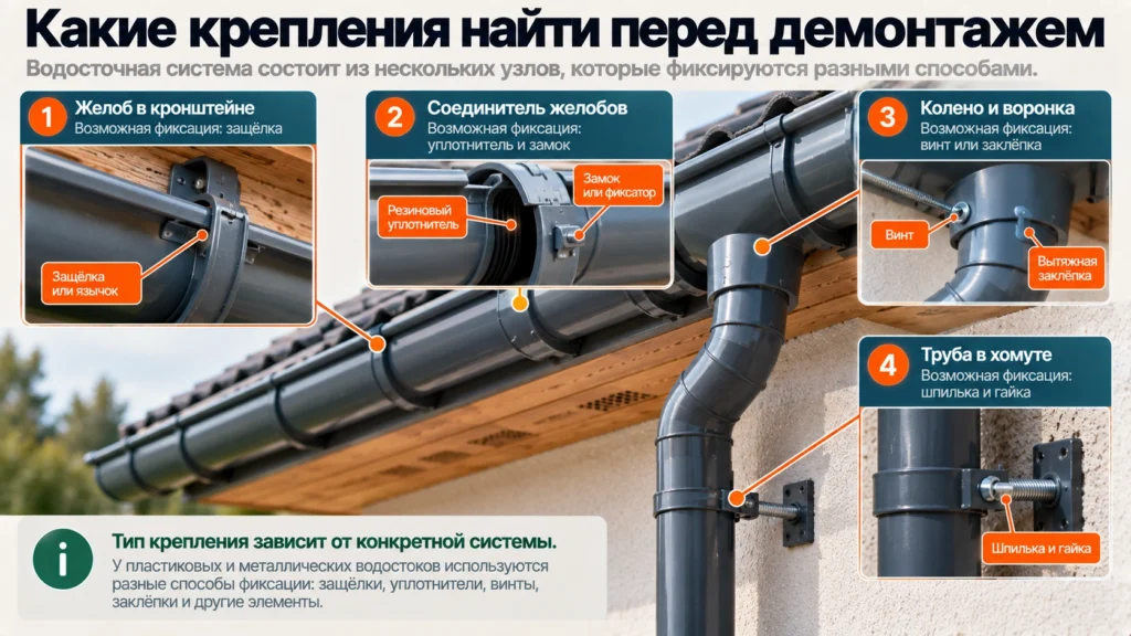 Крепления наружной водосточной системы