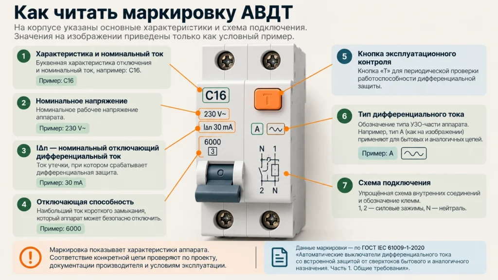 Маркировка дифавтомата по ГОСТ